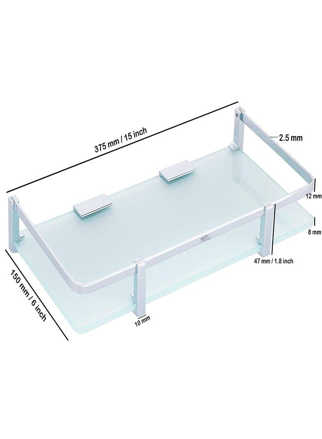 أتلانتيك رف زجاجي جداري من أتلانتيك بلاتينا بلمسة نهائية من الكروم النحاسي، مناسب للمطبخ والحمام، رفوف زجاجية متعددة الأغراض، رف جداري (بلاتينا 15 بوصة × 6 بوصات). - Image 3